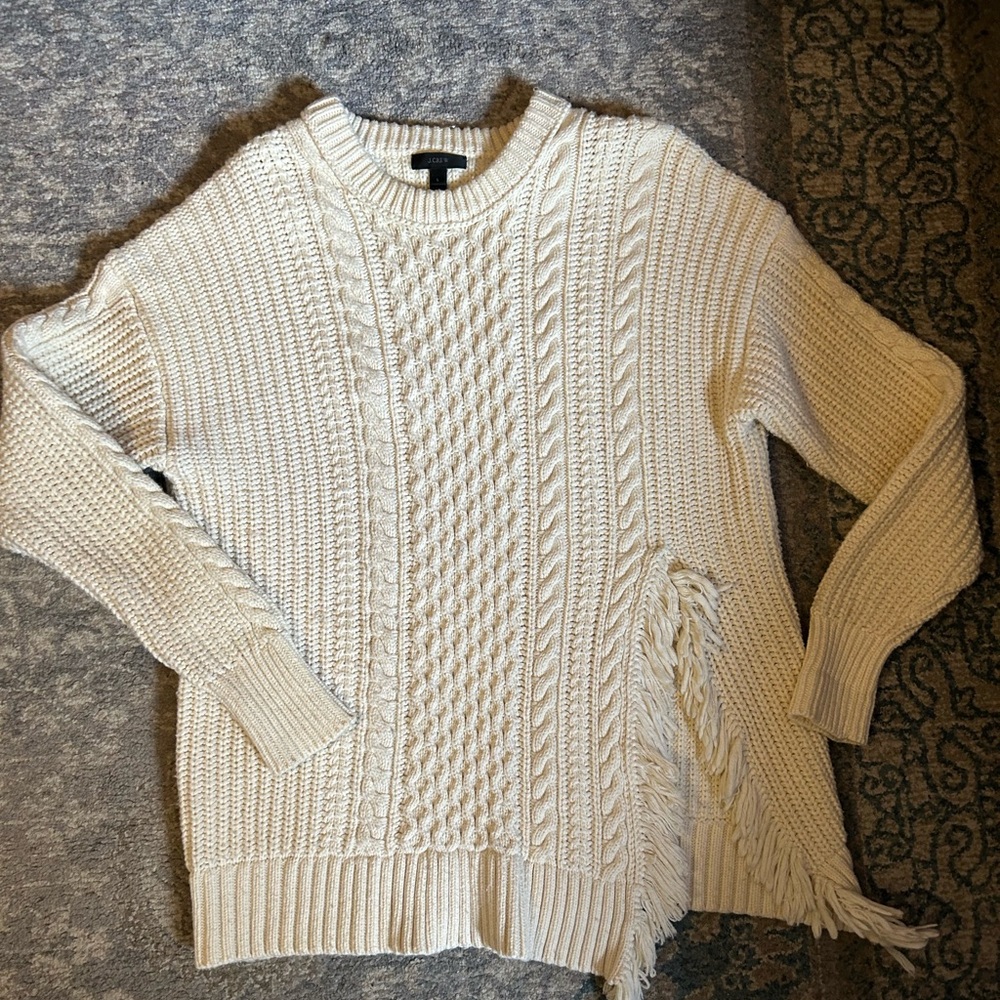 Great Jcrew cream color cable sweater!